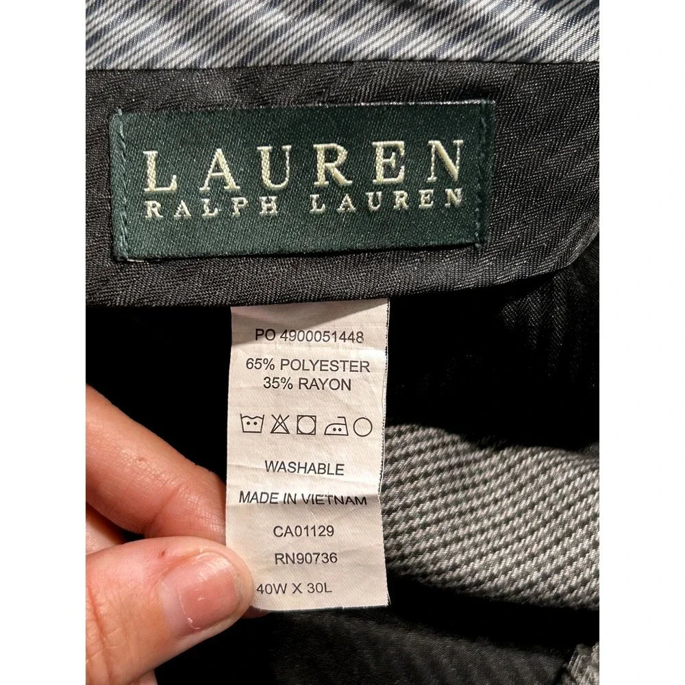 Lauren Ralph Lauren Mens 40x30 Grey Houndstooth Pleated Cuffed Dress‎ Pants